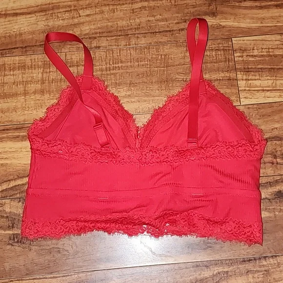 Aerie Vibrant Red Lace Trim Bralette - Picture 3 of 4